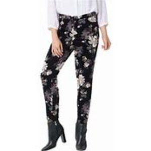 Isaac Mizhari Live! Black Floral Velvet Stirrip Pants - Petite Plus